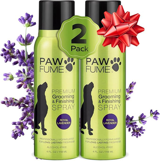 PAWFUME Dog Detangler Grooming Spray, Royal Lavender, 2-Pack – Keeps Pups Fresh All Day – Hypoallergenic, Alcohol-Free, Detangling & Moisturizing – Salon-Quality Dog Necessities for Coat & Fur Care