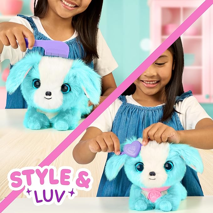 SCRUFFALUVS Blue Surprise Pet, Mystery Plush Toys, Stuffed Animals, Wash to Reveal 1 of 3 Rescue Pets: Puppy, Bunny, or Kitty - Includes 8.7" Deluxe Pet Carrier - Styles May Vary