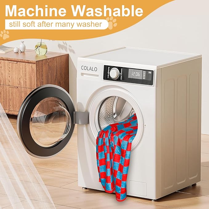 Premium Soft Dog Blanket, with Flannel Red Blue Cute Paw Print,43 * 30 inches, Cat Blanket Puppy Supplies Dog Products Stuff Essentials