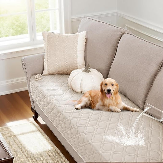 PrinceDeco Waterproof Couch Cover for Dogs Washable Dog Blanket for Bed Couch Sofa Outdoor Bed Cover with Non-Slip Back(32x74 Inch,French Oak)