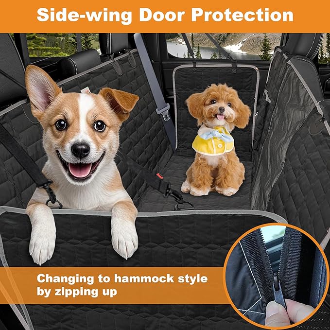 Dog Car Seat Cover for Back Seat, Dog Hammock for Trucks,Waterproof Seat Cover for Trucks with Mesh Window,Backseat Cover for Dogs in Car for F150/RAM1500/Sierra/Silverado