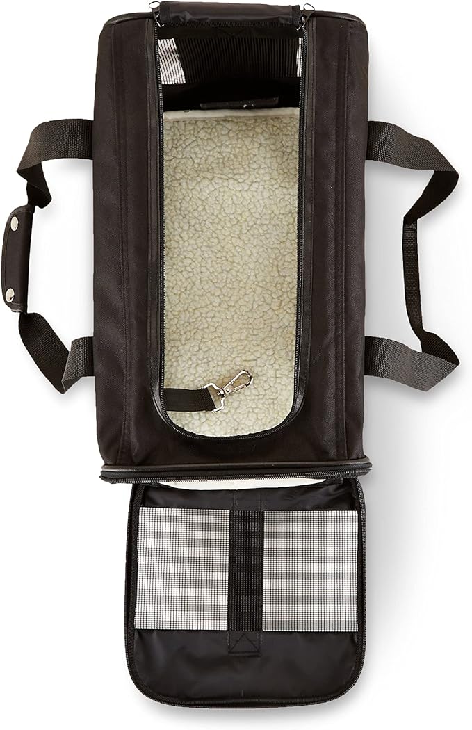 Amazon Basics Soft-Sided Mesh Pet Travel Carrier for Dog, Cat, up to 16 pounds, 16.5" L x 10.6" W x 11" H, Black