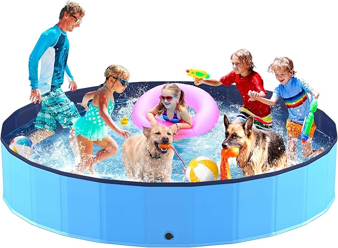 Niubya Foldable Swimming Pool, Collapsible Pet Bathtub, Hard Plastic Bath Pool for Dogs and Cats, 97 x 16 Inches