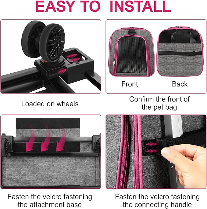 Pet Carrier with Wheels Up to 33 lbs Airline Approved Cat Carrier Rolling Pet Carrier w/Removable Wheels & Expandable Side Washable Plush Mat Pet Travel Carrier with Telescopic Handle & Shoulder Strap
