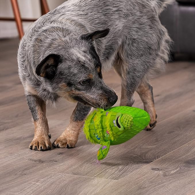 goDog Holiday Collection Mixed Materials TPE-Plush Holiday Cactus Squeaky Dog Toy, Chew Guard Technology - Green, One Size