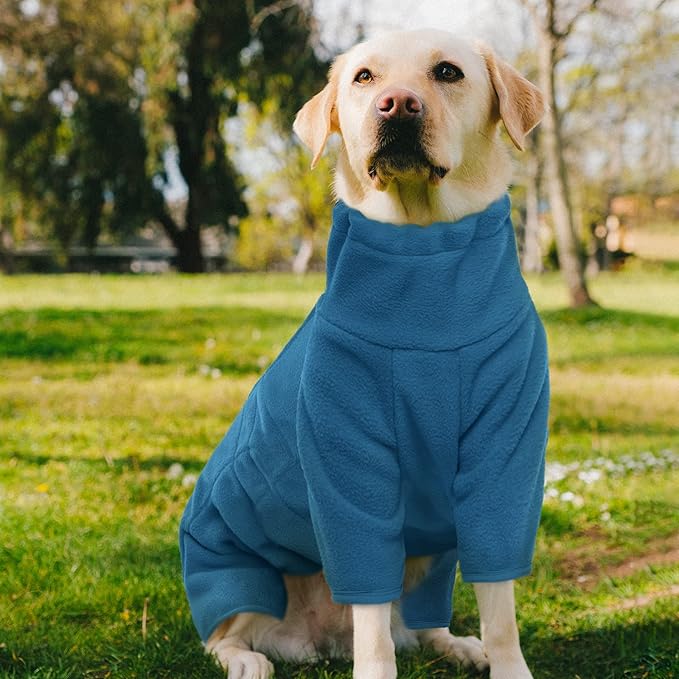 ROZKITCH Dog Long Sleeve Pajamas, Pet Windproof Warm Cold Weather Jacket Vest Cozy Jumpsuit Apparel Outfit Clothes for Large Giant Dog Walking Sleep 4XL