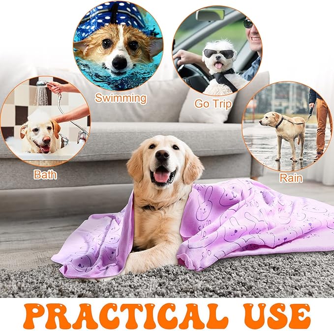 Peryiter 8 Pcs Dog Drying Towels Bulk 55'' x 28'' Pet Grooming Absorbent Microfiber Dog Bath Towels Quick Drying Puppy Bathing Towel for Small Medium Large Cats Pets Bathing Grooming(Colorful)
