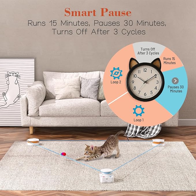 Interactive Cat Toy for Indoor Cats – Automatic Moving & Enrichment Toy for Indoor Cats/Kitten, Auto/Manual Control Cat Treadmill for Exercise & Mental Stimulation, Stimulating Chase Toys (H1K2)