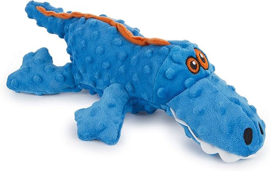 goDog Gators Squeaky Plush Dog Toy with Chew Guard Technology, Durable Fabric & Squeaker for Active Play, Blue, Large