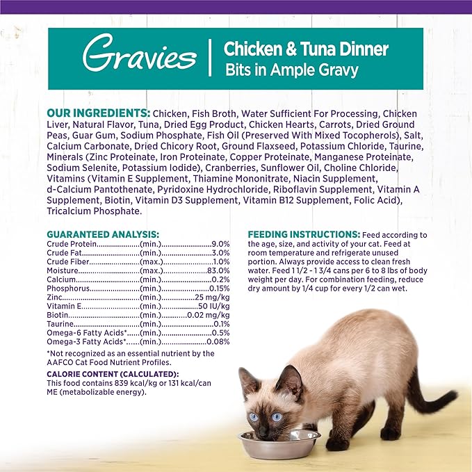 Wellness Complete Health Gravy Adult Wet Cat Food, Natural, Protein-Rich, Grain Free, 5.5 Ounce, 12 Pack, (Chicken & Tuna Dinner)