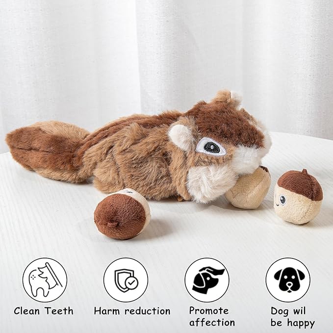 Hollypet Squeaky Dog Toy, Interactive Plush Hide and Seek Dog Toys for Small Medium Sized Dogs and Non-Aggressive Chewers, Puppy Teeth Clean Chew Toys, Pine Cone