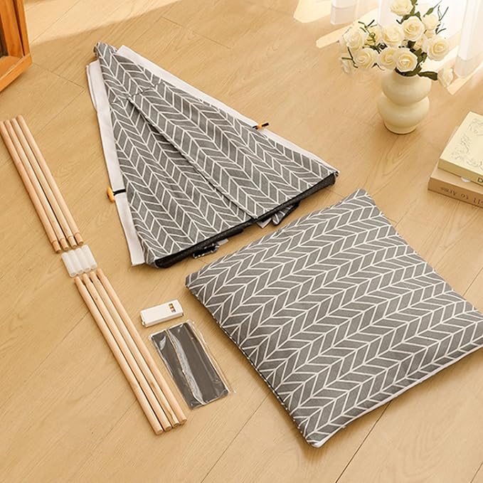 Pet Teepee, Portable Pet Tents for Small Dogs or Cats, Puppy Sweet Bed Washable Dog or Cat Houses with Cushion(Grey,24in)