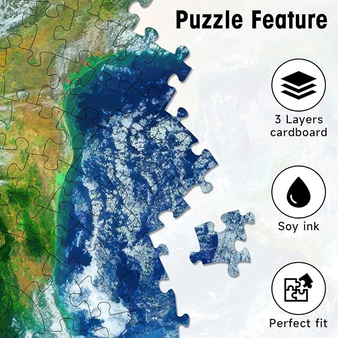 Round Earth Puzzles for Adults 1000 Pieces, NASA Blue Marble View Circle Jigsaw Puzzle with Letters on Back, Challenging Nature Puzzle, Premium Family Game Decor & Gift