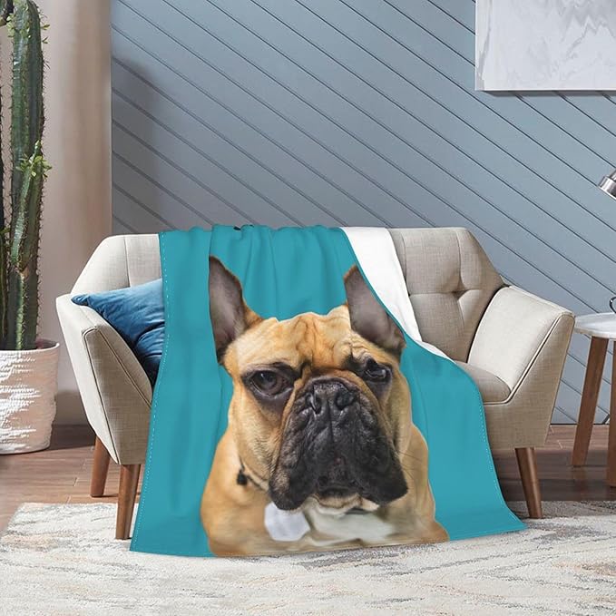 Funnylife Custom Pet Portrait Blankets 40" x 50" Personalized Dog Photo Blanket for Dog Dad & Mom Gifts for Pet Owner