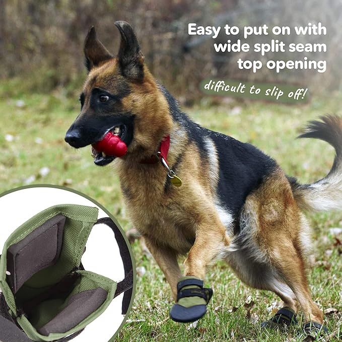 Durable Dog Paw Protector|Dog Boots|Dog Shoes|Green Light Duty Heat, Water Resistant Dog Booties for hot Pavement for Medium Dogs (Size 7)