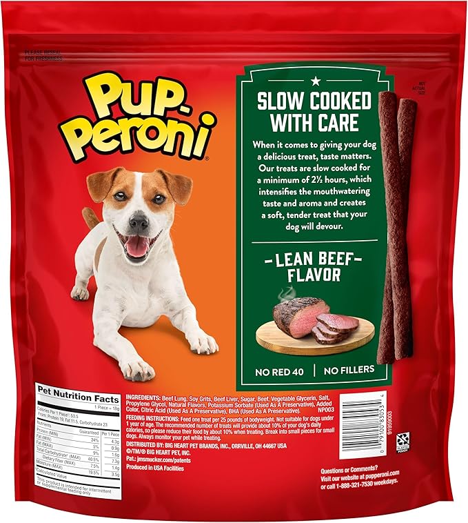 Pup-Peroni Dog Treats, Lean Beef Flavor, 38 Ounce, Made with Real Beef, 90% Fat Free