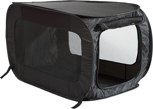 Beatrice Home Fashions Portable, Collapsible, Pop Up Kennel Travel Cat and Dog Crate, 36" L x 22" W x 22" H, Black