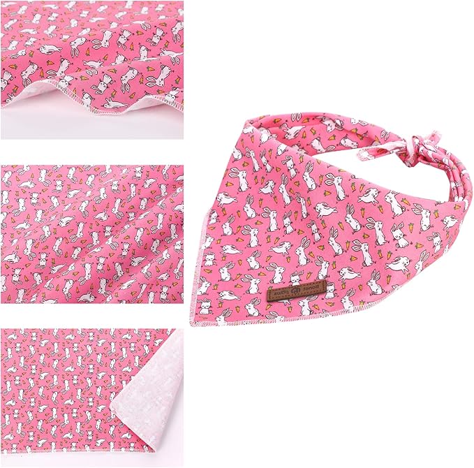 lionet paws Easter Bunny Carrot Dog Bandana for Small Medium Large Dogs, Cat Dog Kerchief Triangle Bibs Scarf for Girl Boy