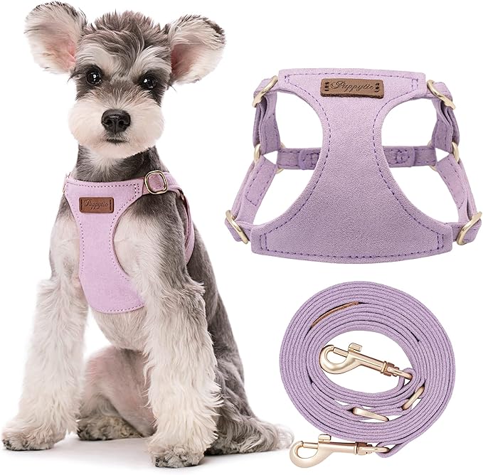 Puppytie No Pull Dog Harness with Multifunction Dog Leash,Soft Adjustable No Choke Escape Proof Pet Harness Vest for Medium Dogs or Large Dogs,Light Purple,M