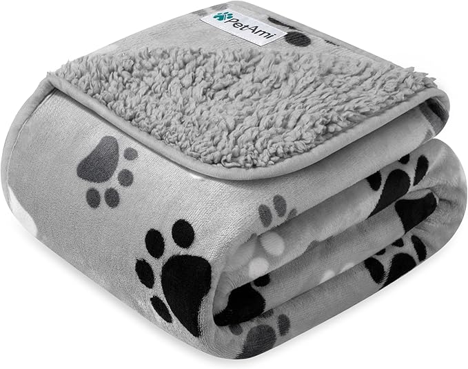 PetAmi Waterproof Dog Blanket for Medium & Large Dogs, Reversible Pee Proof for Puppy & Cat, Soft Washable Dog Crate Cover, 60x80 Gray