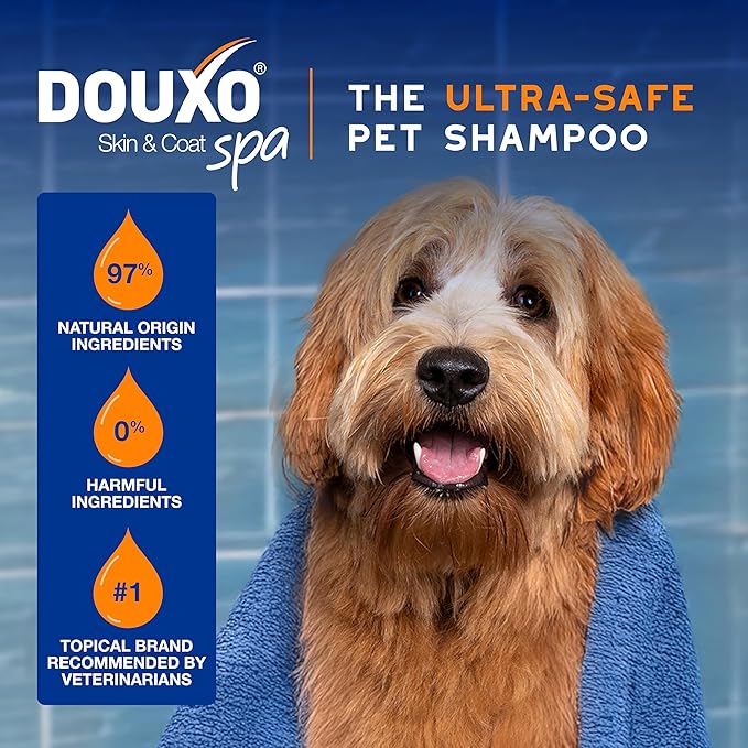 DOUXO® Skin & Coat SPA - Ultra-Safe 2 in 1 Conditioning Dog Shampoo, 16 fl oz, Cleans and Deeply Hydrates The Skin, Leaves The Coat Soft, Silky and Detangled, Skin-Friendly Formula