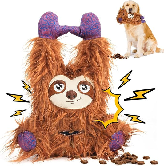 Interactive Monster Dog Chew Toys to Keep Them Busy – Enrichment Squeaky Treat Dispensing Chew Dog Toys for Boredom and Stimulating, Tough Plush Dog Toy for Large Medium Dogs (B-Brown)