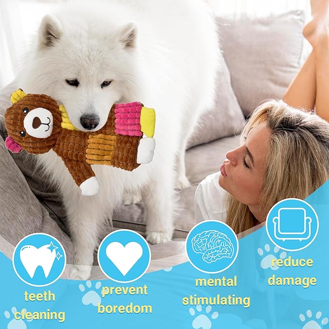 5Pcs Squeaky Dog Toys, Large Crinkle Dog Toys for Large Medium and Small Dogs, Puppy Toys to Keep Them Busy Great Value Dog Toy Bundle