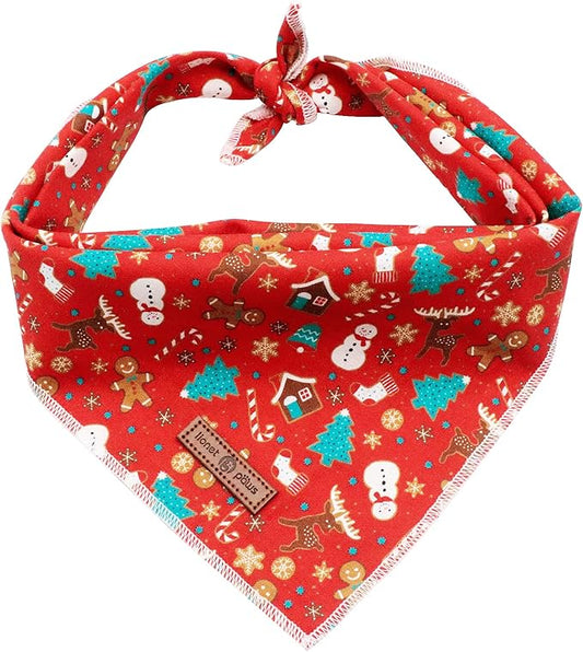 Lionet Paws Christmas Dog Bandana Washable Cotton Handkerchief Scarf Triangle Bandana for Small Medium Large Dogs Girl Boy