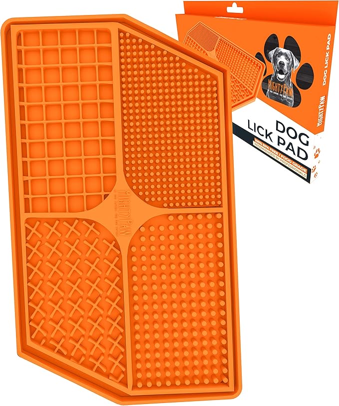 Mighty Paw Dog Lick Pad - Anxiety Alleviation - Strong Suction - Enhanced Paw Grooming - BPA-Free Silicone - Slow Feeding Lick Pad - Dental Health - Dishwasher Safe - Food Safe Silicone Dog Food Mat