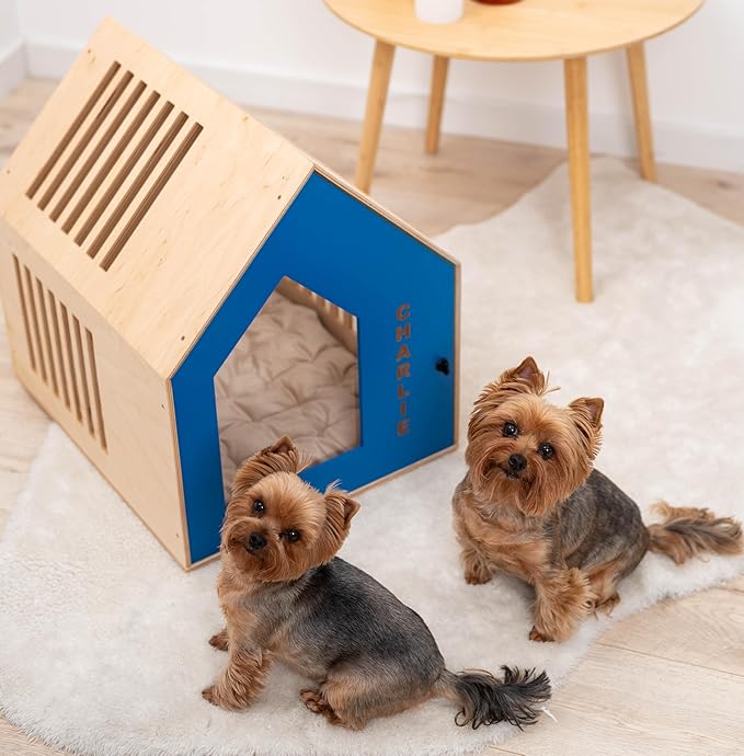 Enjoy The Wood Dog Furniture Crate - Wooden Dog Crates for Small & Medium Dogs - Personalized Housewarming Gift for Pet Owner