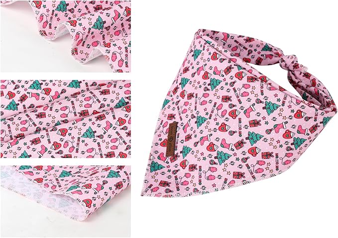 Lionet Paws Cotton Christmas Dog Bandanas Pink,Gloves Tree Comfortable Dog Bandana Bibs Scarf Dogs Kerchief,Autumn Scarves for Medium Large Dogs Pets