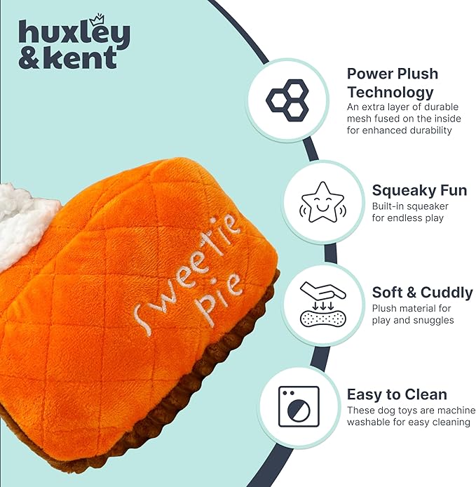 Huxley & Kent Funny Dog Toy w/Squeaker – Fall Power Plush Squeaky Dog Toys for Small, Medium & Large Dogs – Soft Stuffed Animal for Indoor Play & Fetch - Punkin Pie, Large