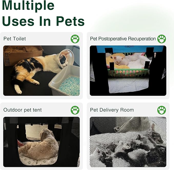 Love's cabin Pet Puppy Dog Playpen, Medium Dog Tent Crates Cage Indoor/Outdoor, Portable Exercise Playpen for Cat, Foldable Pop Up Dog Kennel Playpen with Carring Case (M, Grey)