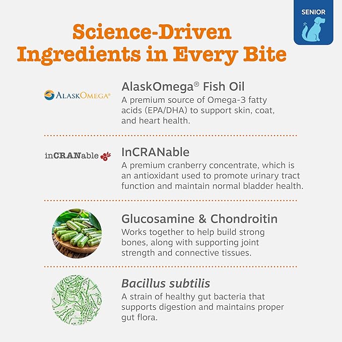 Zesty Paws Senior Dog Multivitamin Treats - Glucosamine for Dogs + Digestive Enzymes & Probiotics - Grain Free Dog Vitamins and Supplements for Skin & Coat + Immune Health Beef - Advanced - 90ct