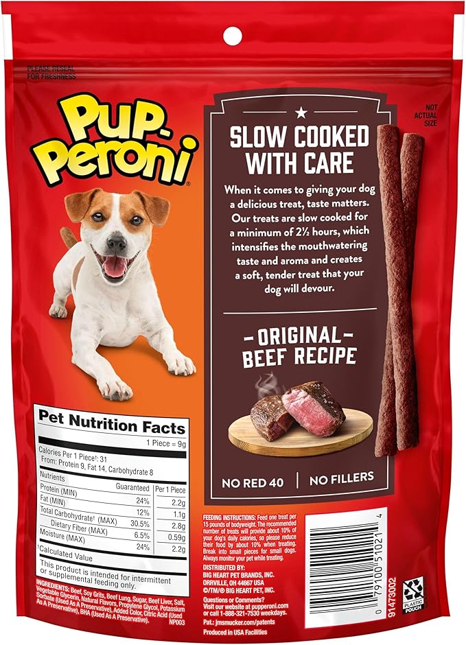 Pup-Peroni Dog Treats, Original Beef Flavor, 5.6 Ounce (Pack of 8), Made with Real Beef