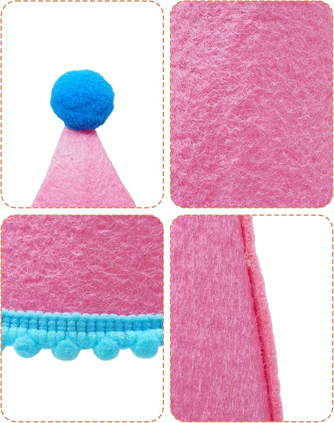 PET SHOW 10 Pack Mini Party Hats for Small Dog Birthday Stuffed Animals Dolls Puppy Cats Adjustable Holiday Hats Felt Pom Pom Headband Kitten Pet Grooming Costume Accessories