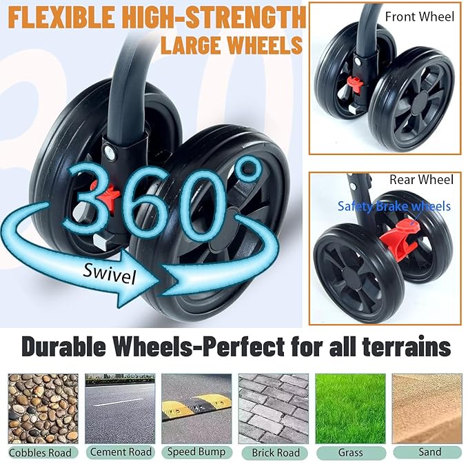 3-in-1 Pet Dog Stroller, Dog Wagon with Removable Carrier, Cat Stroller for Medium Dogs Up to 55lbs (Grey)