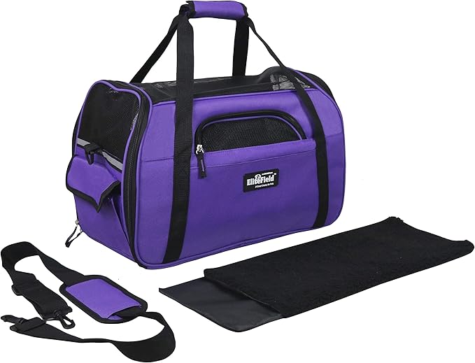 EliteField Soft Sided Pet Carrier (3 Year Warranty, Airline Approved), Multiple Sizes and Colors Available (Medium: 17" L x 9" W x 12" H, Purple)
