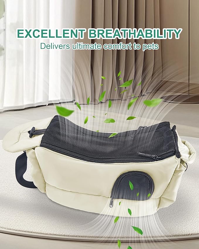 Dog Carrier Sling for Small Dogs & Cats Hand-Free Puppy Sling Purses with Storage Bag and Adjustable Shoulder Strap, Pet Sling Carrier Up to 8.8 Lbs (Yellow)