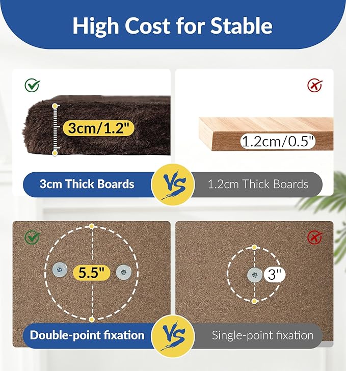 Cat Craft Cat Scratching Post with Bed Carpet Scratching Post with Perch Cat Pole for Indoor Cats Cat Tree Tower, Brown