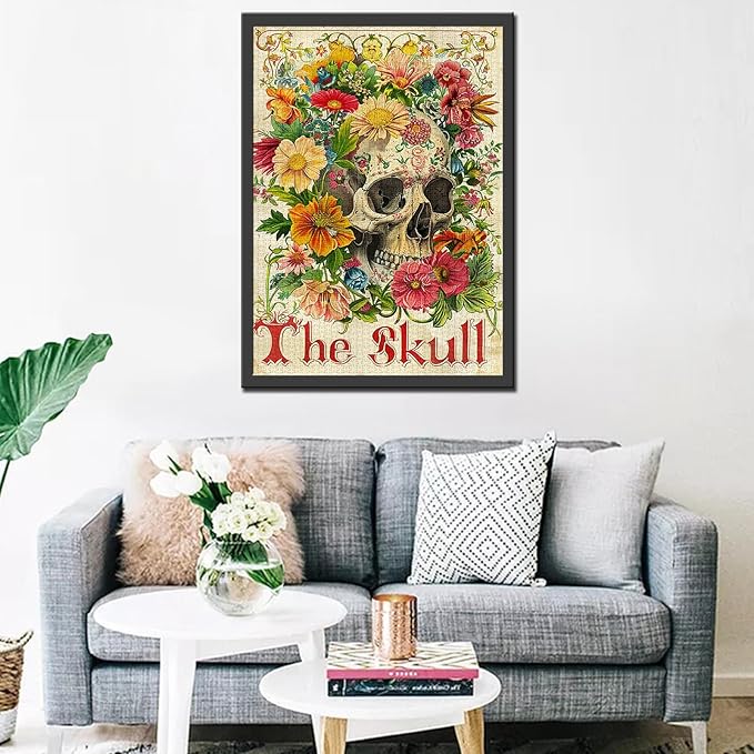 Skulls Flowers Jigsaw Puzzle Vintage Skeleton Floral 1000 Pieces Puzzles Game Human Organ Anatomy Jigsaw Puzzles for Adults Home Decor Family Puzzle Perfect for Game Nights Ideal Gift Choice 20