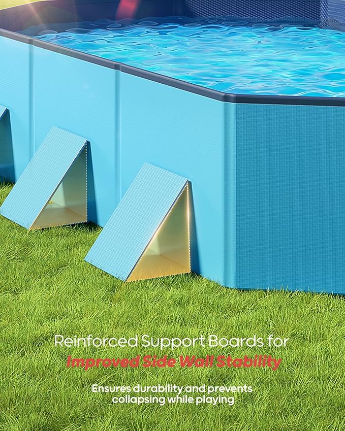 Peteast Foldable Dog Pool - Extra Large 71" x 39" x 12" Hard Plastic Portable Pet Bath Tub with Non-Slip & Reinforced Stability, Collapsible Design for Indoor Outdoor Backyard Use (Blue)