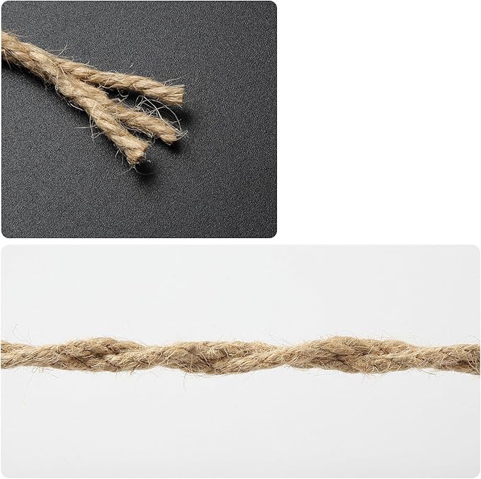 1/4 in (6 mm) X 164 Ft (50 Meters) Natural Sisal Hemp Rope Heavy Duty Thick Twine for Cat Scratcher Post Tree, Garden, Binding, Crafts Packing Material