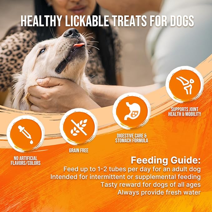 PETPHABET Lickable Squeeze Treats for Dogs, Wet Dog Food Meal Topper, Creamy Puree Dog Snacks, Puppy Pouch Treats for Training and Enrichment, Healthy High Protein Variety Pack (8 ct/1.4 oz Each)