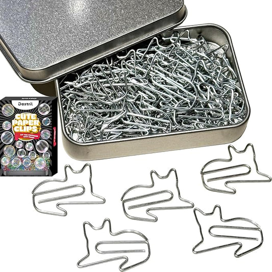 Cat Cute Paper Clips, 60PCS Cat Shaped Paper Clips Animal Bookmarks Clips, Assorted Colors, Fun Office Gifts for Women Men Coworkers Teachers Students Girls Boys, Christmas Gifts