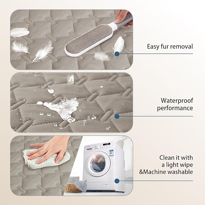 gogobunny 3X Stronger Waterproof Pet Blanket, Scratch Proof Furniture Protector for Dogs Cats, Reversible Cover 82x102 Inch, Dark Stone