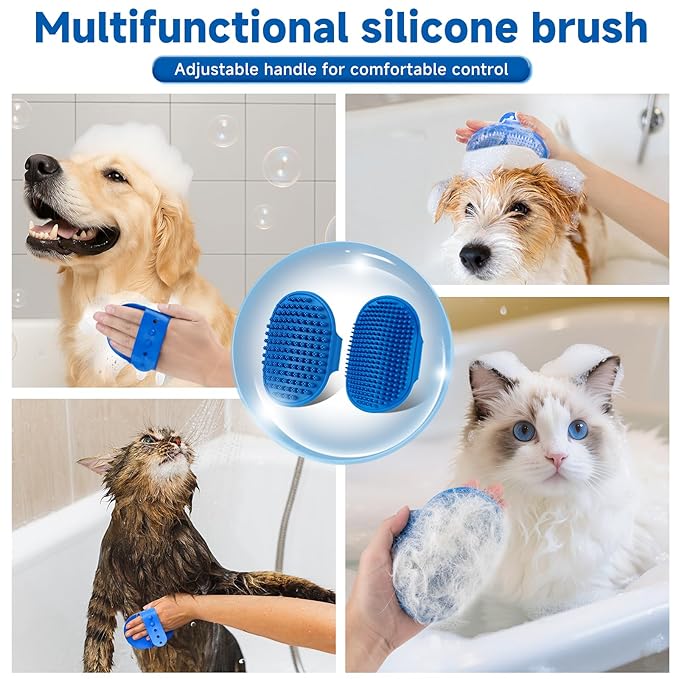 Pet Steam Brush Set for Dogs & Cats, Includes 3-in-1 Self Cleaning Spray Comb, Waterless Shampoo, Defur Tool, Bath Gloves, Bath Brush, Tooth & Ear Brush, Towel (11PCS)