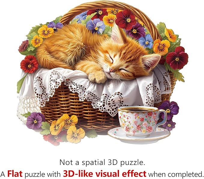 KAAYEE Wooden Puzzles for Adults, Cat’s Rest Puzzles, 245 Piece Unique Animal Shape Puzzle, Cat Wood Puzzle for Adults, Creative Gifts for Cat Lover/Friends/Family, Home Decor(13.4 * 11.4in)