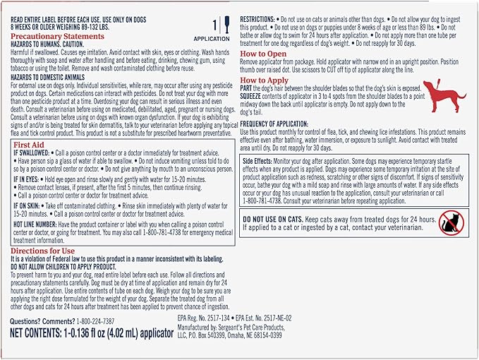 PetArmor Plus Flea and Tick Prevention for Dogs, X-Large Dog Flea and Tick Treatment, 6 Doses, Waterproof Topical, Fast Acting, For X-Large (89-132 lbs)