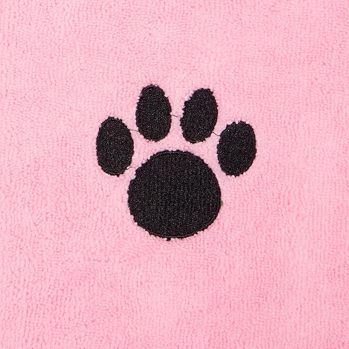 Bone Dry Pet Grooming Microfiber Towel, Embroidered Collection, X-Large,41x23.5", Pink
